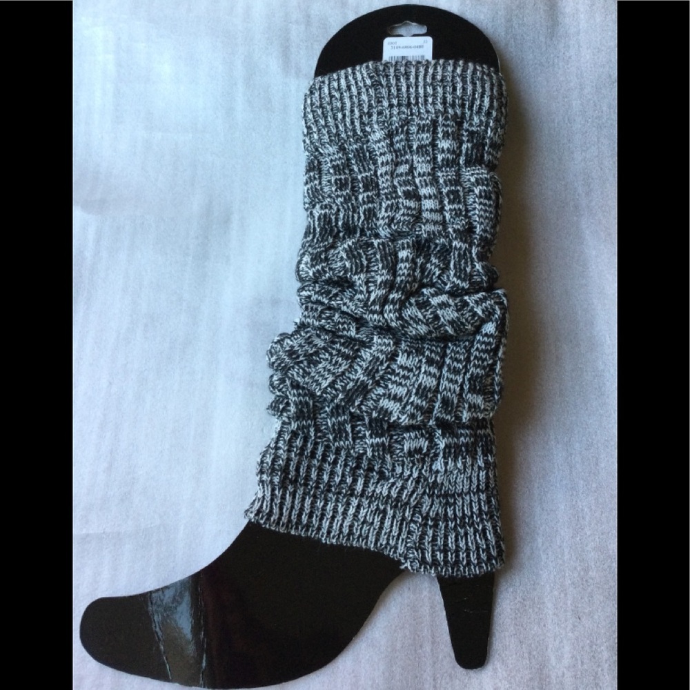 Textured Leg Warmers Grey/Black Marl Ribbed Cable Knit